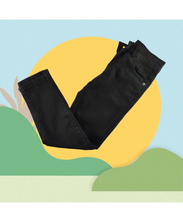 Kız Çocuk Siyah Kot Pantolon - Ayarlanabilir Bel Lastikli - 8-12 Yaş Uygun - Dört Mevsim Kullanıma Uygun