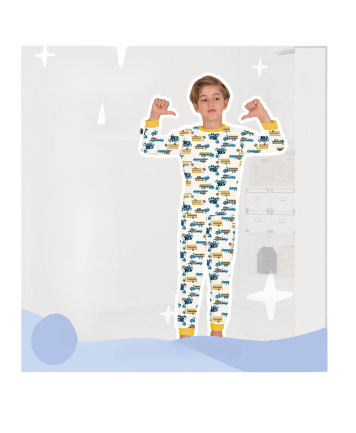 Araba Desenli Erkek Çocuk Pijama Takımı Sarı Renk 1-5 Yaş Organik Pamuklu Uyku Seti
