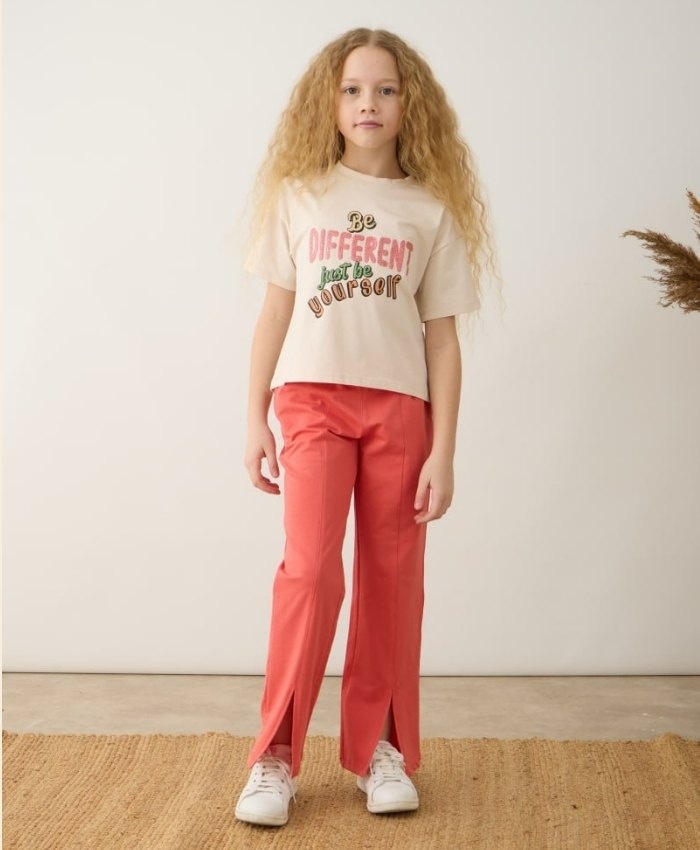 2li Kız Çocuk Takım | Tshirt Ve Pantolon | Pembe Renk | 8-12 Yaş | Bol Paça