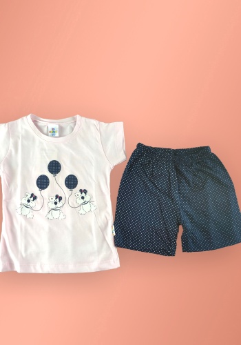 Kız Çocuk Yazlık Şortlu Takım | 2 - 6 | Ort & Tişört | Pembe & Siyah