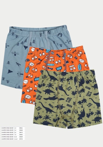 3lü Desenli Erkek Çocuk Boxer 1 - 6 Yaş | Camper Baskılı Çocuk İç Çamaşırı
