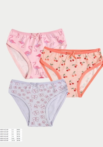 Kız Çocuk Slip Seti - 3lü Set - 3 - 4 - 5 - 6 Yaş