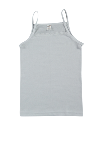 Kız Çocuk Ip Askılı Beyaz Renk Atlet - Ön Kısmı Fistolu - Ip Askılı - Pamuklu - 8 - 9 Yaş