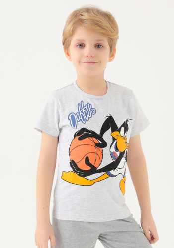 Duffy Baskılı Erkek Çocuk Tişört | Beyaz Renk | 2 - 8 Yaş