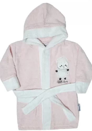 Kuzu Desenli Pamuklu Bebek Bornoz Takımı - Yumuşak Ve Şık Tasarım