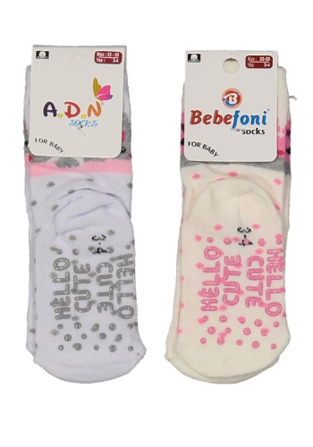 Kız Bebek Kaymaz Tabanlı Desenli Soket Çorap
