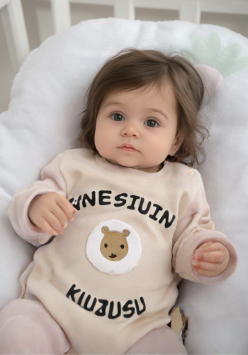 Kız Bebek Tulum | Annesinin Kuzusu | 3 - 6 - 9 - 12 Ay | Krem