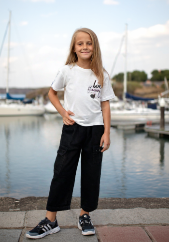 Kız Çocuk Kargo Cepli Siyah Renk Kot Pantolon6 - 7 - 8 - 9 - 10 Yaş