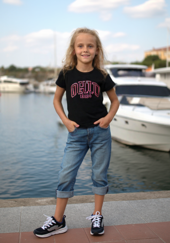 Kız Çocuk Siyah Tişört | Fosforlu | 10 - 14 Yaş