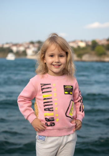 Kız Çocuk Sweatshirt | 3 Yaş | Pudra | Uzun Kol