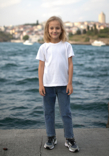 Kız Çocuk Kot Pantolon | Beli Lastikli