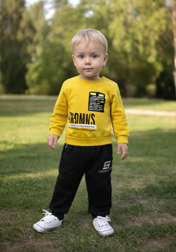 Erkek Çocuk Sarı Sweatshirt | Kalın Dokulu | Uzun Kollu | 1 - 4 Yaş