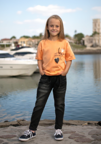 Kız Çocuk Siyah Kot Pantolon - Yüksel Bel Ve Esnek Kumaş - 2 - 7 Yaş - Dört Mevsim Kullanımı