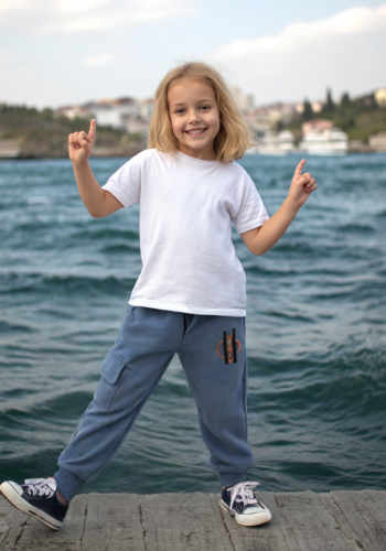 Erkek Çocuk Eşofman Altı | Lastikli Bel | Gri | 5 - 8 Yaş | Yandan Cepli