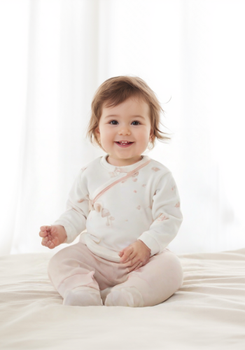 Kız Bebek Mantar Baskılı Fiyonklu Şapkalı Yandan Çıtçıtlı 3lü Zıbın Takımı