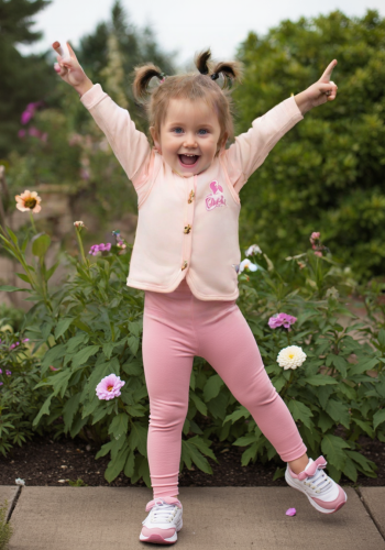 Kız Bebek Ahşap Düğmeli Barbie Baskılı Penye Yelek