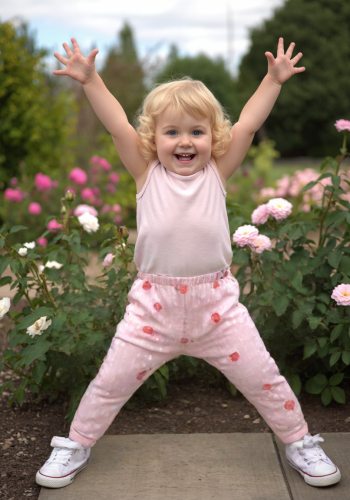 Kız Bebek Patikli 3lü Tek Alt - Pamuklu - Pembe Renk - Şeftali Desenli - Kaşkorse - 0 - 3 - 6 Ay