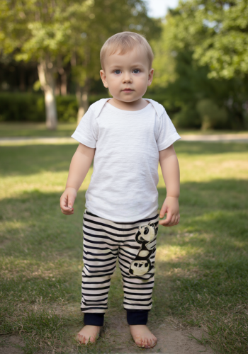 Erkek Bebek Panda Baskılı Tek Boy 3 Lü Alt Pantolon - Ribanalı - Bel Kısmı Lastikli - Pamuklu - 0 - 3 - 6 Ay