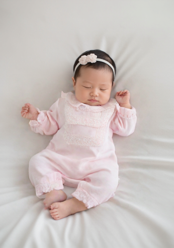 Kız Bebek Yakalı Ve Fisto Detaylı Ayaklı Tulum - Pembe Renk - Fistolu - Yaka Kısmı Fırfırlı - Ayaklı - 2 - 6 Ay