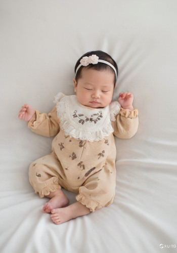 Kız Bebek Dantelli Tulum | Kahverengi | 3 - 12 Ay | Desenli | Uzun Kollu