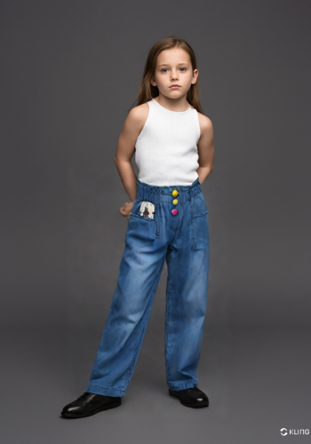 Kız Çocuk Kot Pantolon| Beli Lastikli Model | 4 - 8 Yaş