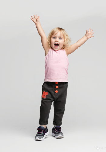 Kız Çocuk Kot Pantolon | Siyah | 1 - 4 Yaş | Renkli Düğmeli