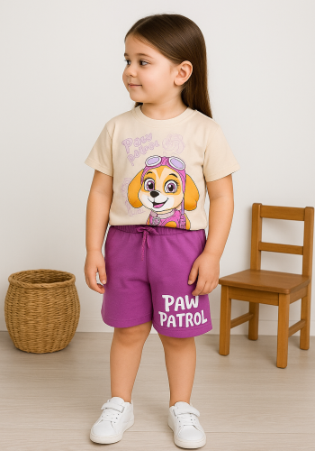 Kız Çocuk Paw Petrol Baskılı Kısa Kollu Şortlu Takım