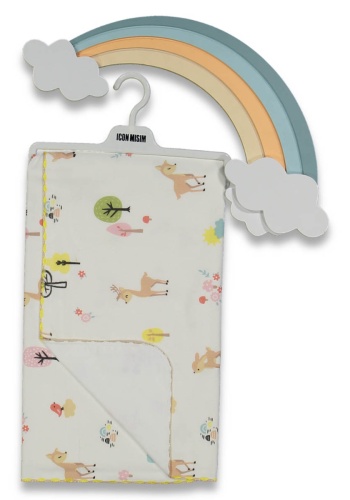 Kız Bebek Ağaç Ve Hayvan Baskılı Çift Taraflı Pikeli Müslin Battaniye