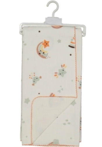 Kız  Bebek Yıldız Ve Ay Baskılı Çift Taraflı Pikeli Müslin Battaniye