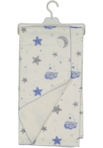 Kız Bebek Gökkuşağı Ve Yıldız Baskılı Çift Taraflı Pikeli Müslin Battaniye