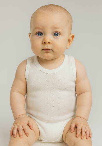Kız Çocuk Jakarlı Baklava Desenli Sıfır Kollu Pamuklu Çıtçıtlı Bady