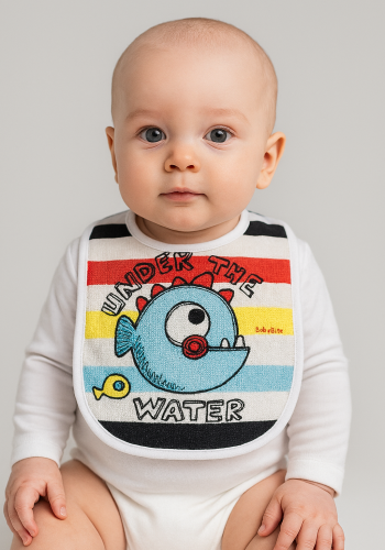 Erkek Bebek Under The Yazılı Mama Önlüğü