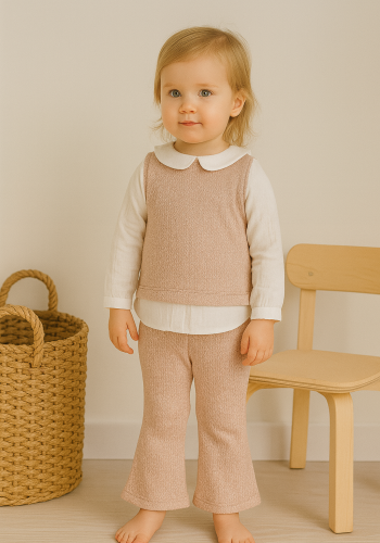 Kız Bebek Simli - Müslin Gömlekli - Pantolonlu 2li Takım