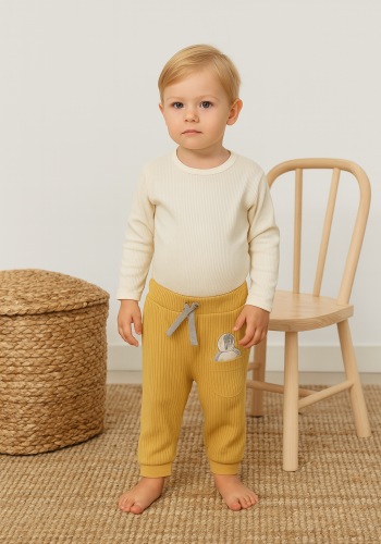 Unisex Penguen Baskılı Cep Detaylı Beli Lastikli Fitilli Tek Alt Pantolon