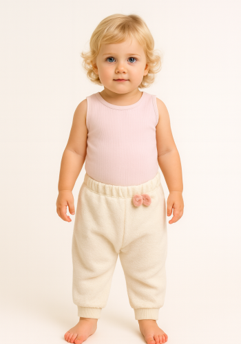 Kız Çocuk Beli Lastikli Fiyonk Detaylı Tek Alt Pantolon