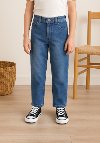 Kız Çocuk Klasik Boru Paça Kot Pantolon 9 - 10 - 11 - 12 Yaş