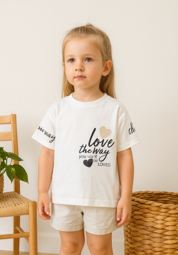 Kız Çocuk Love The Way Yazılı Tişört