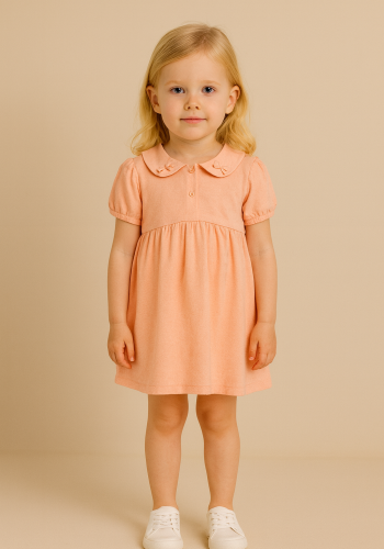 Kız Çocuk Bebe Yaka  Boncuklu  Elbise