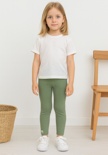 Kız Bebek Likralı Tek Alt Tayt - Yeşil Renk - Likralı - Bel Kısmı Lastikli - Esnek - 4 - 24 Ay