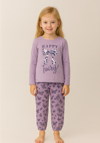 Kız Çocuk Happy Place Paris Kurdela Baskılı pijama takımı