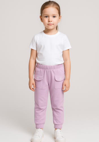 Kız Çocuk Bel Ve Bacakları Lastikli Cepli Taş Işlemeli Alt Eşofman