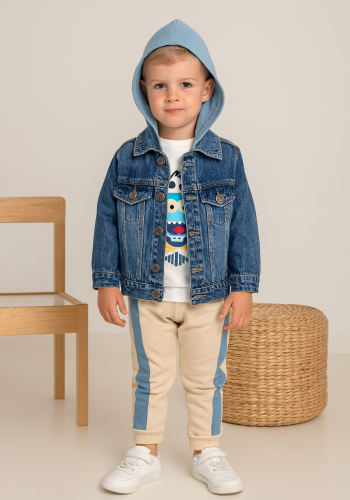 Erkek Bebek kot ceket-uzun kol bady- beli lastikli eşofmanlı takım