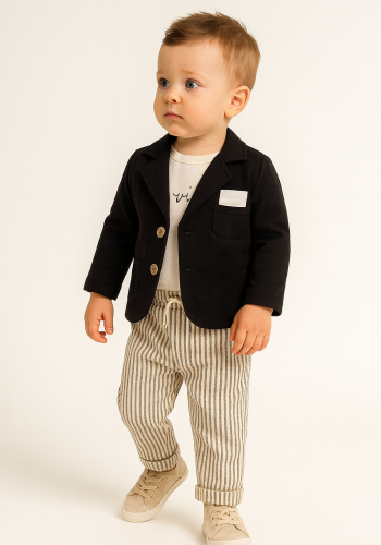 Erkek Bebek müslin kumaşlı ceket- gömlek pantolon takım