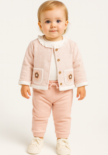 Kız Bebek simli tüvit ceketli -bady - pantolon takım