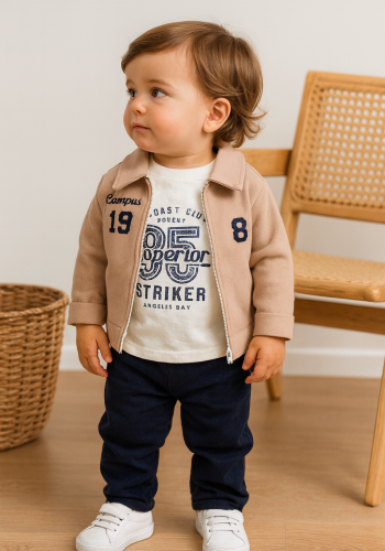 Erkek Çocuk campus 1983 yazılı ceket- bady -pantolonlu takım