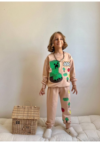 Erkek Çocuk lego baskılı kahve renk 2ip takım