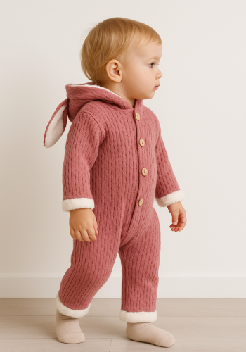 Önde Düğmeli Bebek Polar Tulum | Pembe | 9 - 12 - 18 - 24 Ay