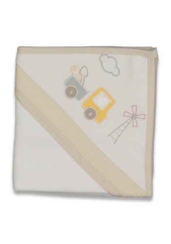 Erkek Bebek tren baskılı pamuklu banyo havlusu