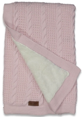 Kız Bebek örgü detaylı iç kısmı welsoft pembe battaniye