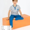 Desenli Düğmeli Erkek Çocuk Pijama Takımı | 2 - 9 Yaş | Mavi